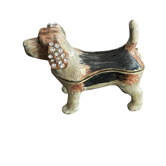 VTG Kingspoint Designs Scout Beagle Dog Rhinestone Trinket Jewelry Hinged Box